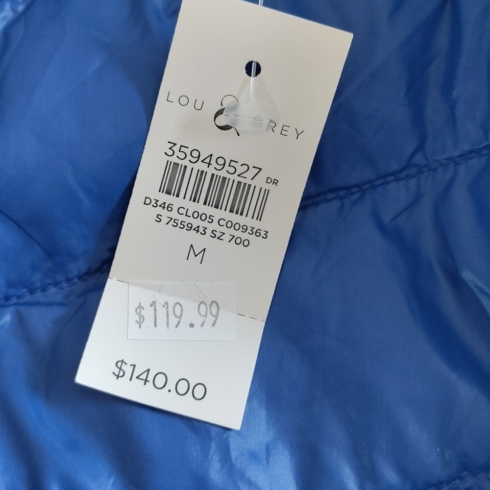 Lou & Grey Chevron Hooded Puffer Jacket Cobalt Blue M - Picture 9 of 13